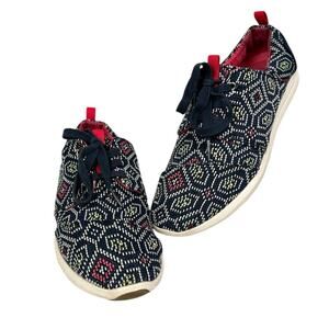 TOMS Del Rey Navy Blue Multi Woven Lace Up Sneakers Size 9